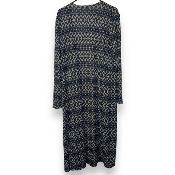 Sapphire O sz L Womens Blue‎ Chevron Long Open Front Duster Sweater Western Boho - Picture 2 of 4